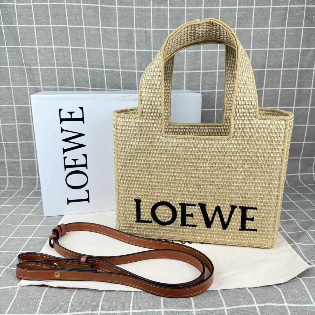LOEWE かごバッグ フォント トートバッグ スモール　ナチュラル