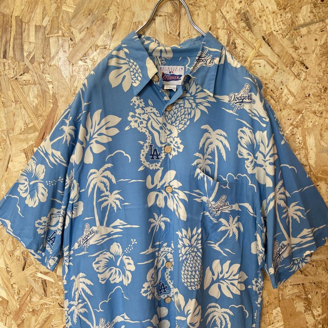 希少　Vintage 古着　ドジャース　総柄　レーヨン100% アロハシャツ 希少 Vintage 古着 ドジャース 総柄 レーヨン100% アロハシャツ