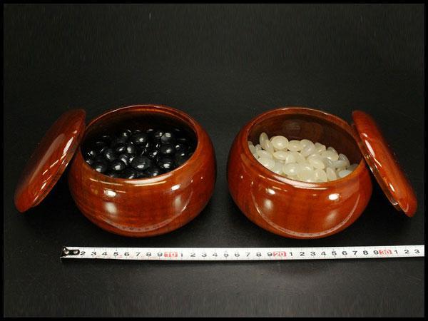 碁石 瑪瑙 黒白玉 時代物(A809)