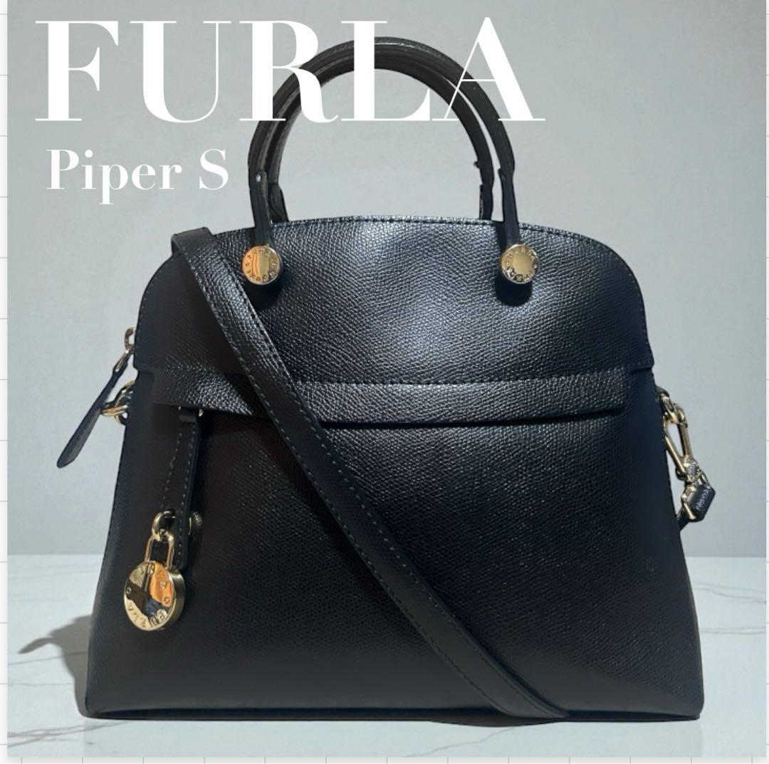 【極美品】 FURLA パイパーS ハンドバッグ 2WAY ショルダーバッグ 黒