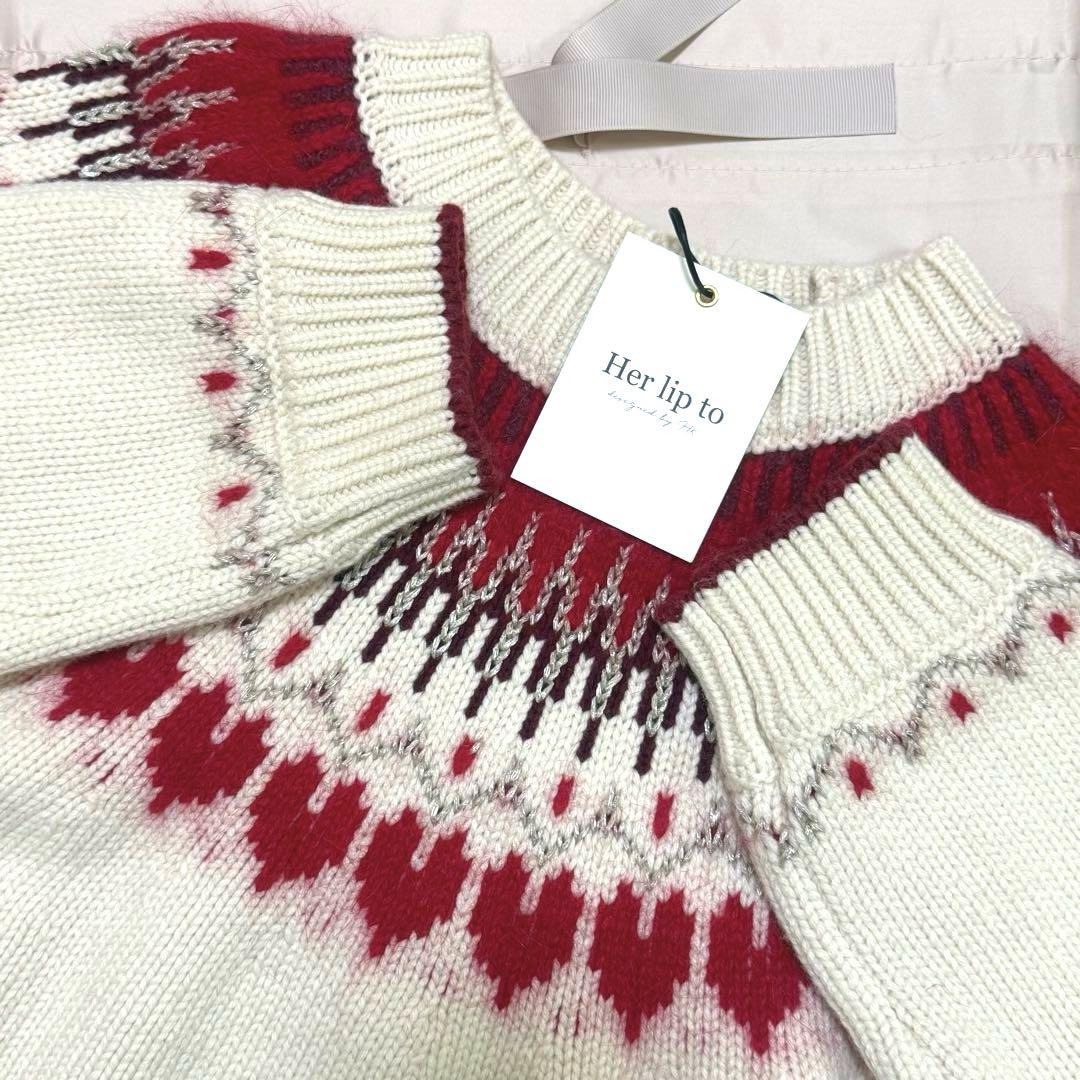 Herlipto Heart Fair Isle Knit Pullover