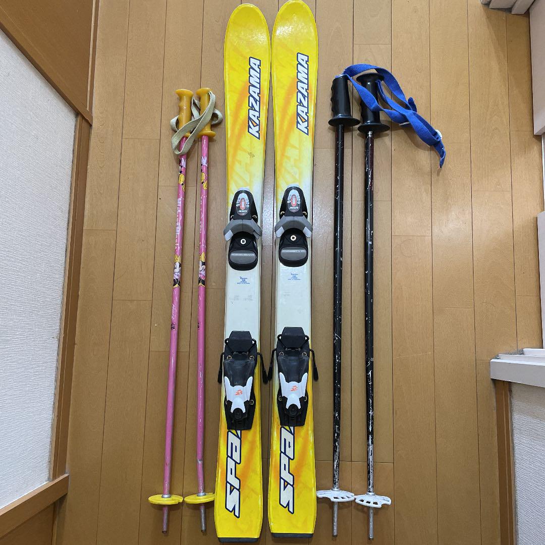 KAZAMA スキー板 100cm ストック2本付 有名な高級ブランド KAZAMA スキー板 100cm ストック2本付 有名な高級ブランド