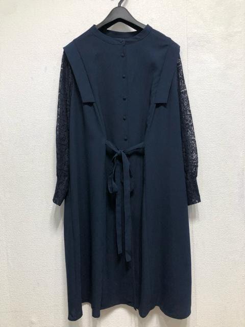 新品☆4L♪紺系♪チュニックシャツ＆キャミワンピのドレスアンサンブル☆z605