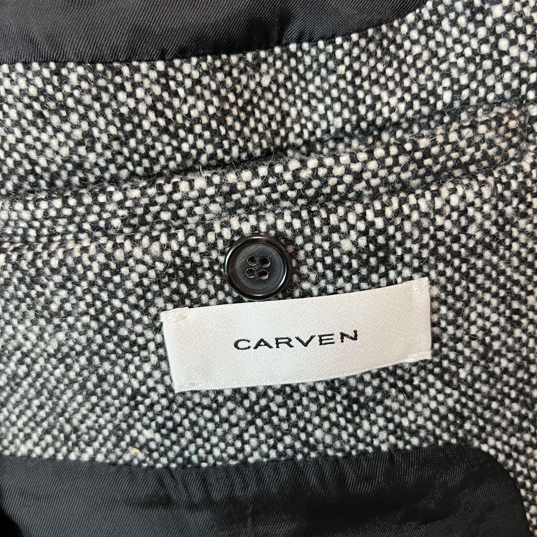 美品 CARVEN カルヴェン ツイード ウール ロングコート 比翼