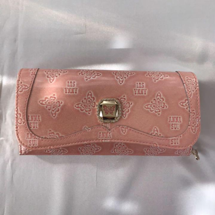 なっていま 新品 ANNA SUI かぶせ長財布 ジェラード QBNzY-m63419248272 アナスイ ピンク