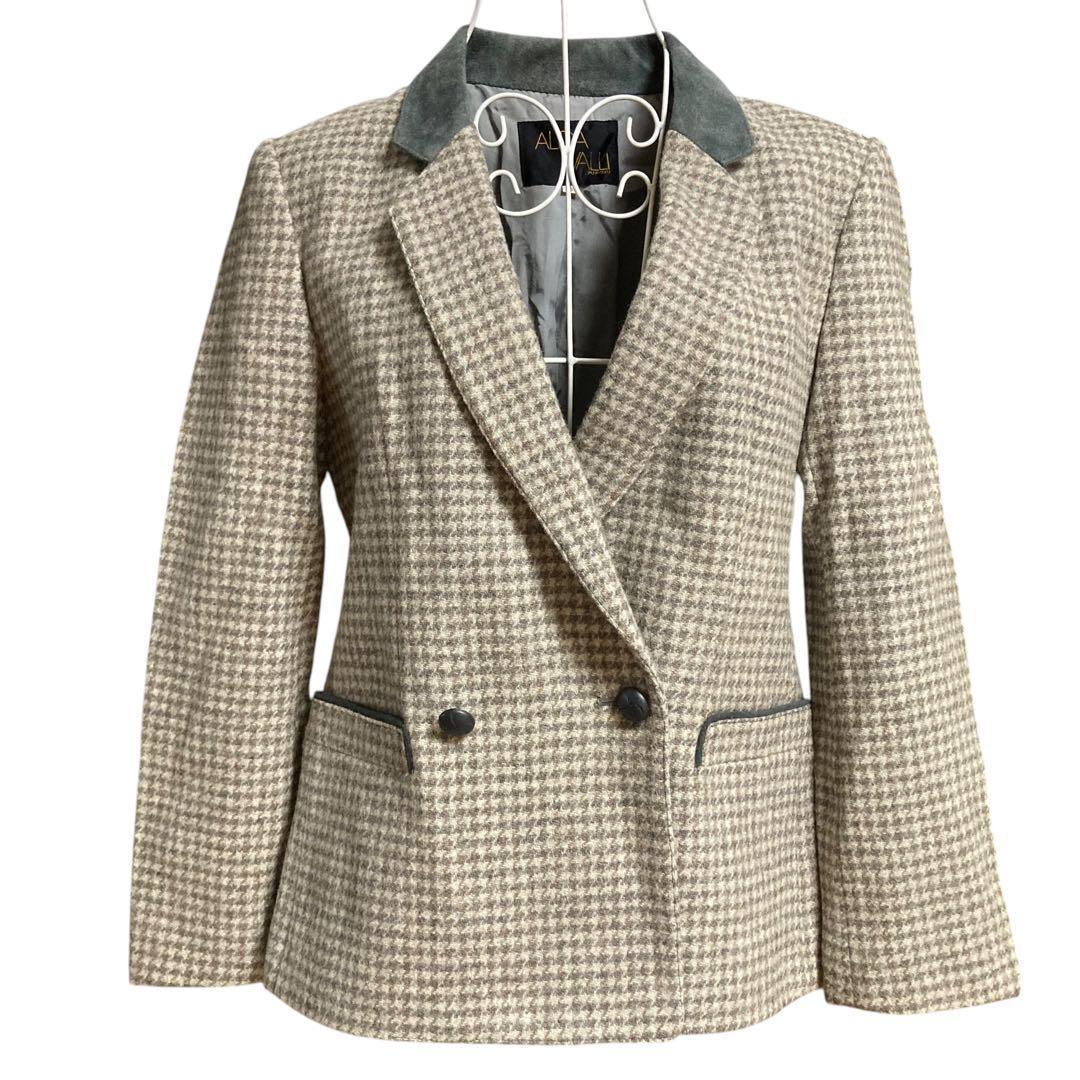 S189 ALIDA VALLI ベージュチェック柄 ダブルブレストジャケット