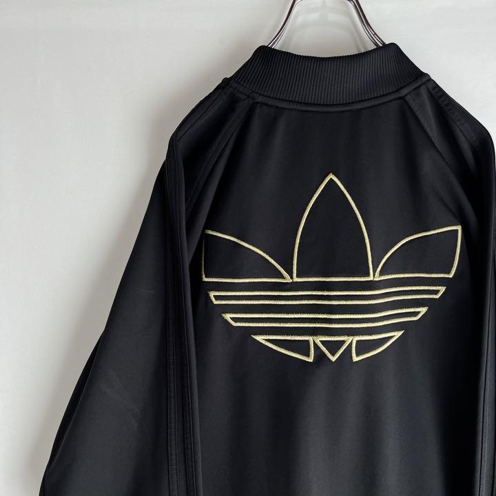 ★美品★adidas ジャージ XL 黒　トラックジャケット　トレフォイル 00s adidasアディダス トレフォイル ロゴ刺繍 トラック