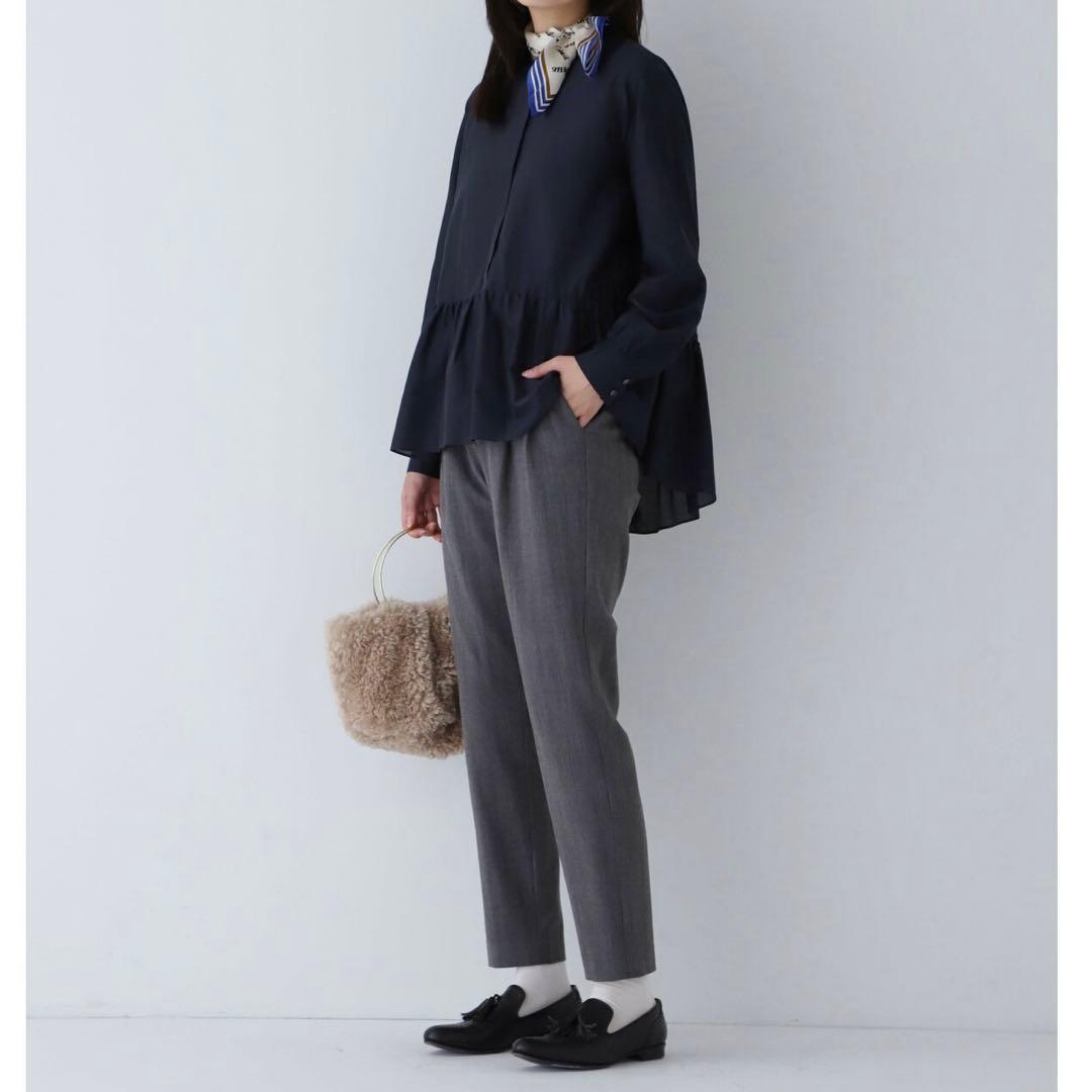 極美品 HUMAN WOMAN 綿シルクローンウォッシャブルブラウス