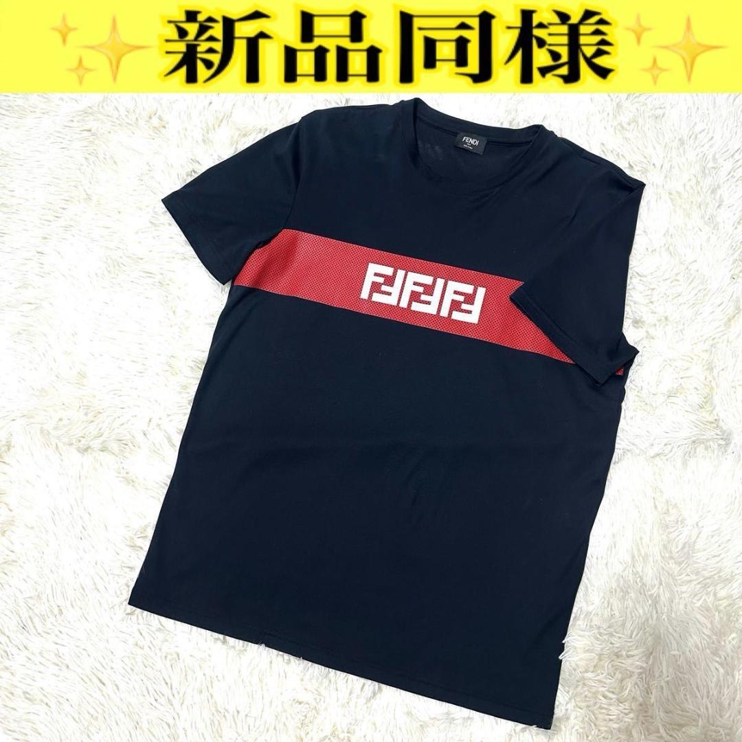 フェンディ〇FENDI 半袖Tシャツ ズッカ柄 FF ブラック　黒 XL