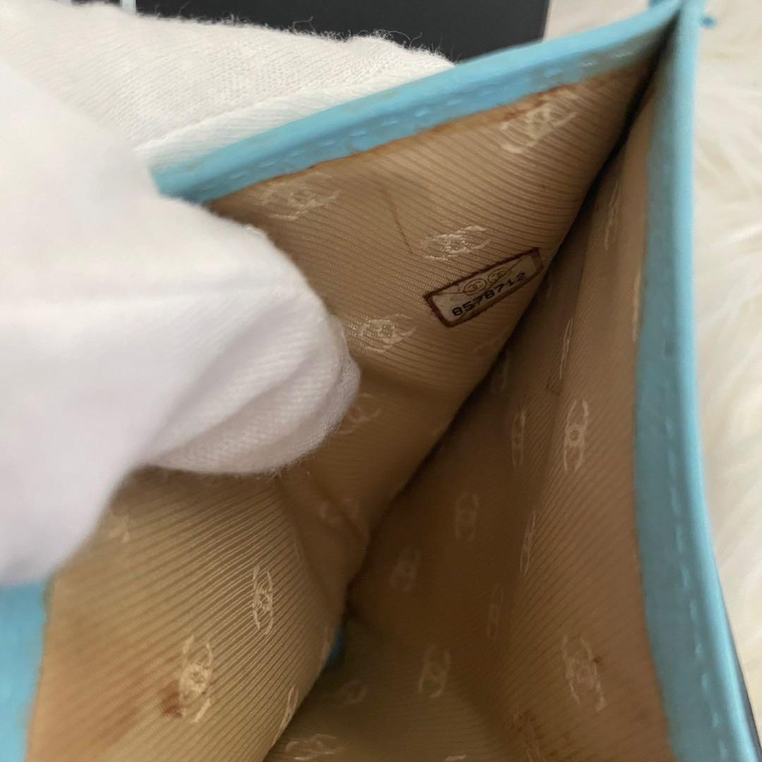 シャネル CHANEL 三つ折り ミニ 財布 ココマーク ブルー ココボタン シャネル CHANEL 三つ折り ミニ 財布 ココマーク ブルー ココボタン