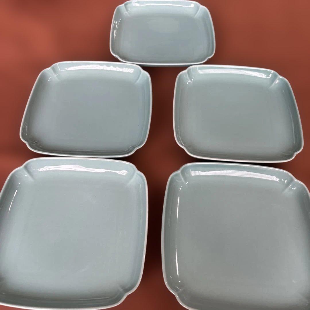 深川製磁 青磁角皿5枚 未使用品