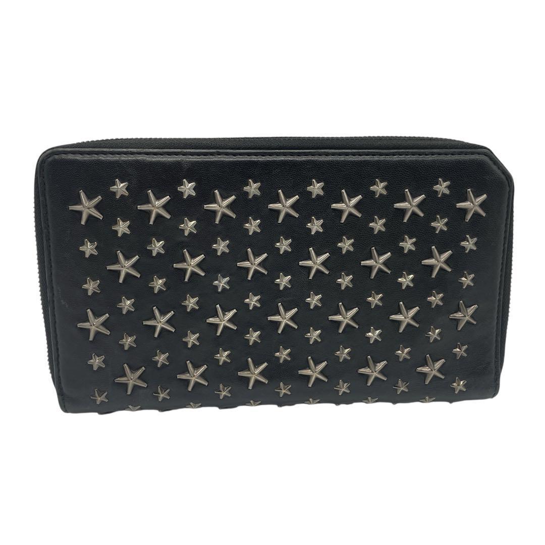 【極美品】ジミーチュウ 長財布 スタッズ 黒 本革 ユニセックス