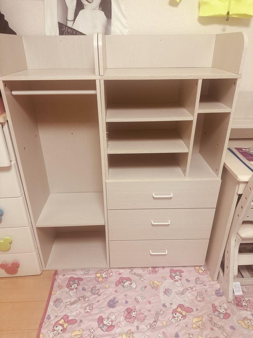 ぷるめりあ⭐︎子供用収納棚、子供用服ハンガーラック棚⭐︎