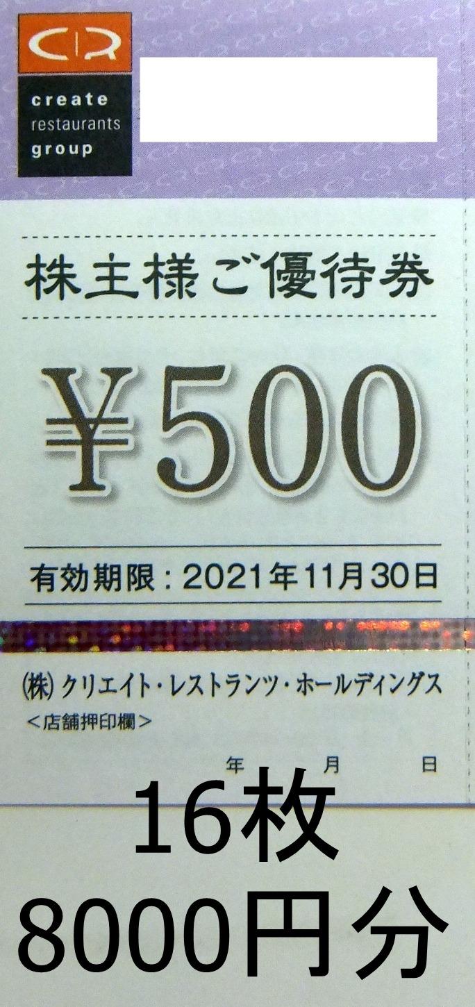 値引 クリエイト・レストランツ株主優待券16,000円分 ショッピング 売り大阪 クリエイト・レストランツ 株主優待券 16,000円分 レストラン/食事券