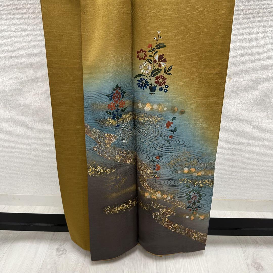 付下げ 美しい螺鈿 金彩の染め 紋なし 正絹 AK-6488