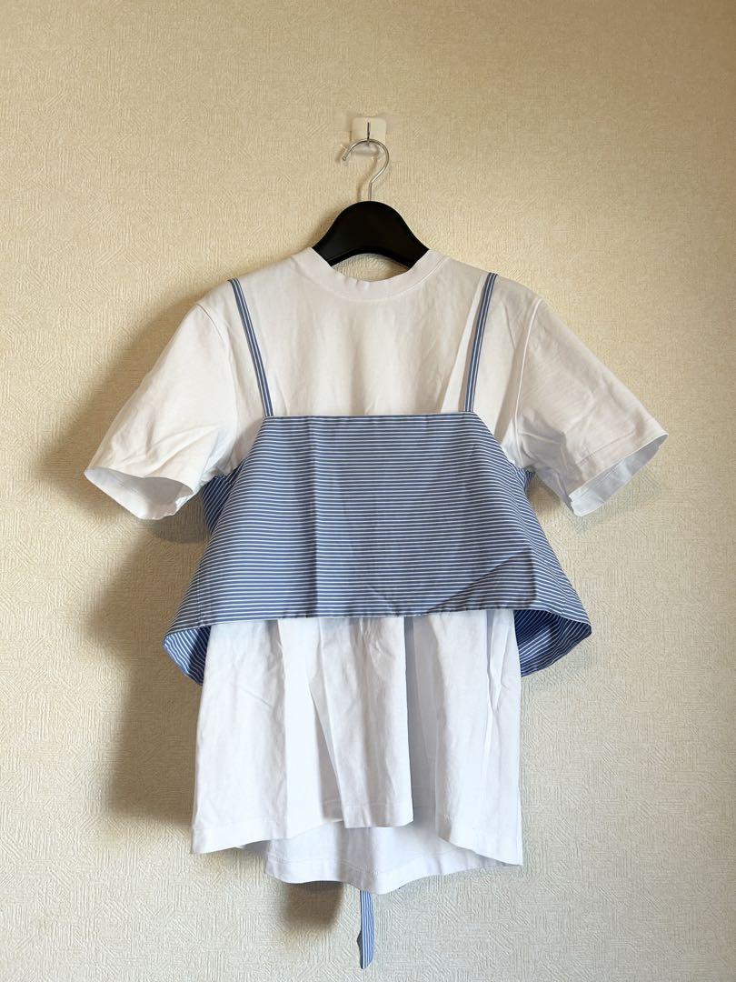 【美品】MSGM エムエスジーエム 白カットソー ブルー系 ビスチェセットxs