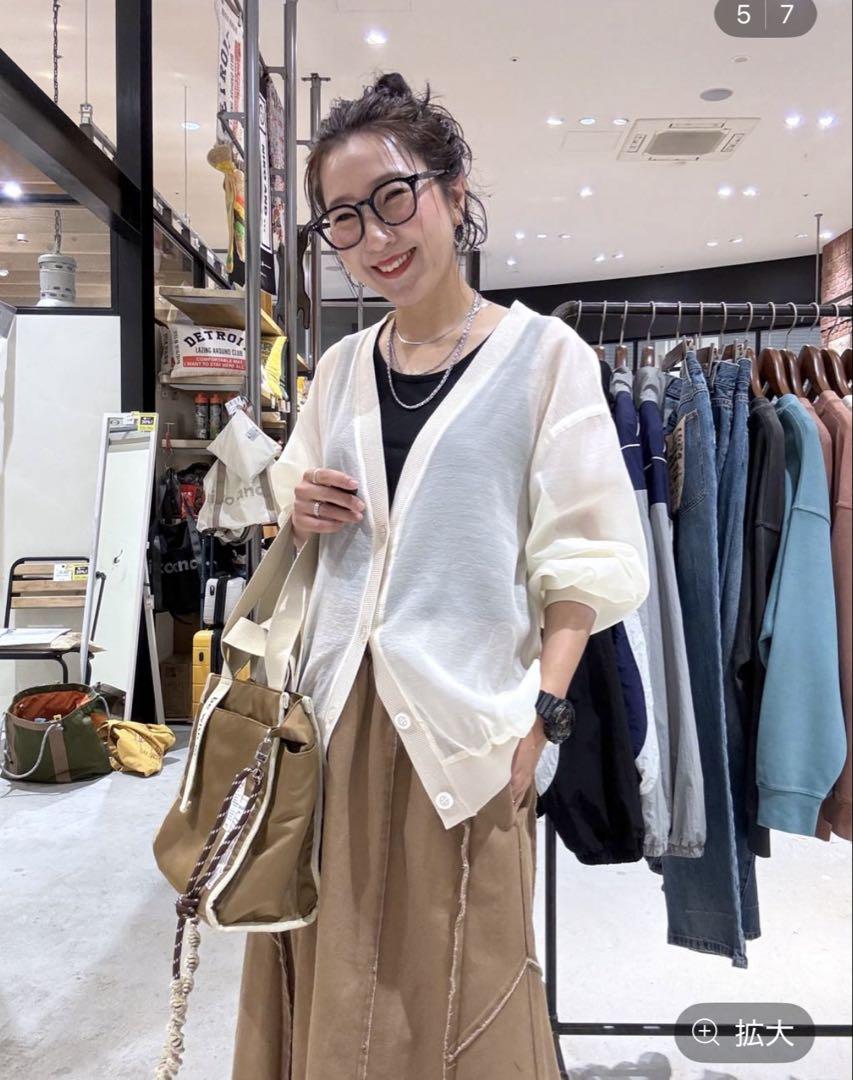 ニコアンド[be with M]Misayoロゴシアーカーディガン♡アイボリー♡ 新品】ニコアンド be with M Misayo ロゴシアーカーディガン