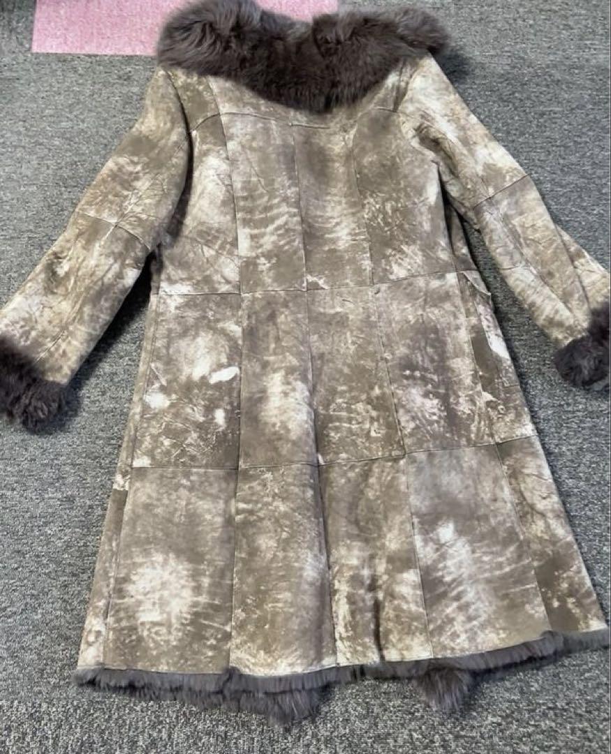 美品♥️ラビット、エリ、袖、前、内側、裾ブルーフォックス