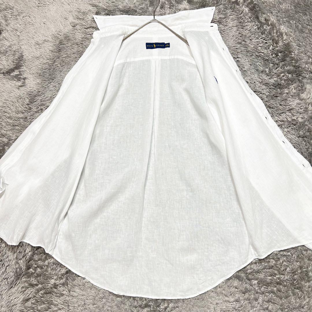 ラルフローレン　リネンシャツ　ホワイト　ポニー　XL相当　大きいサイズ　美品
