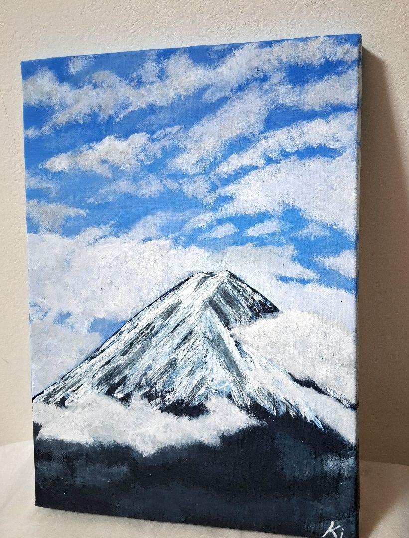 アクリル画 F4号 富士山 風景画 キャンバス 原画 油絵
