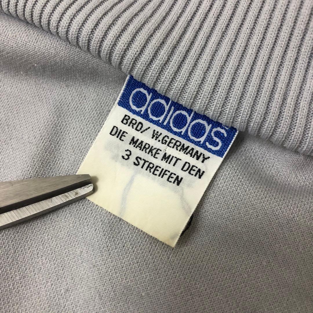 XL★adidas 西ドイツ製 トラックジャケット ロゴ刺繍 グレー ラグラン