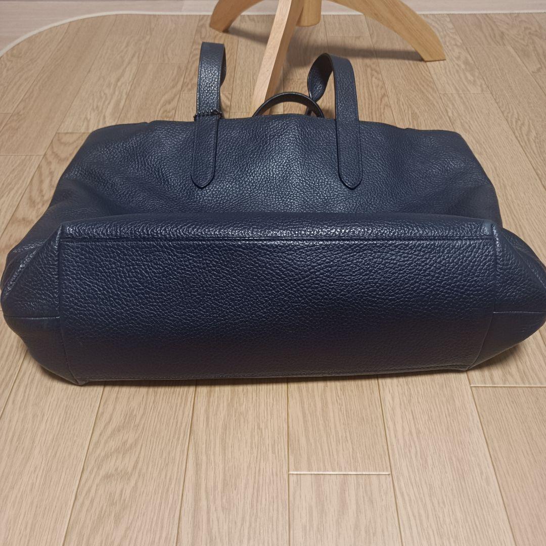 美品　COACH　ハミルトン　レザー　トートバッグ　ネイビー　A4　89933