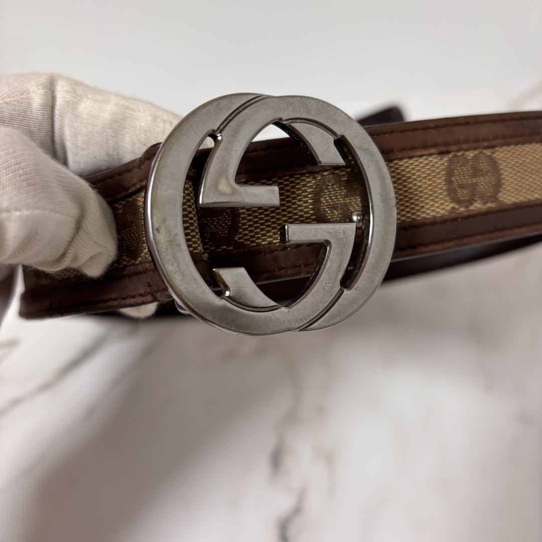 【人気】GUCCI ベルト シルバー ロゴ　 ユニセックス GGスプリーム