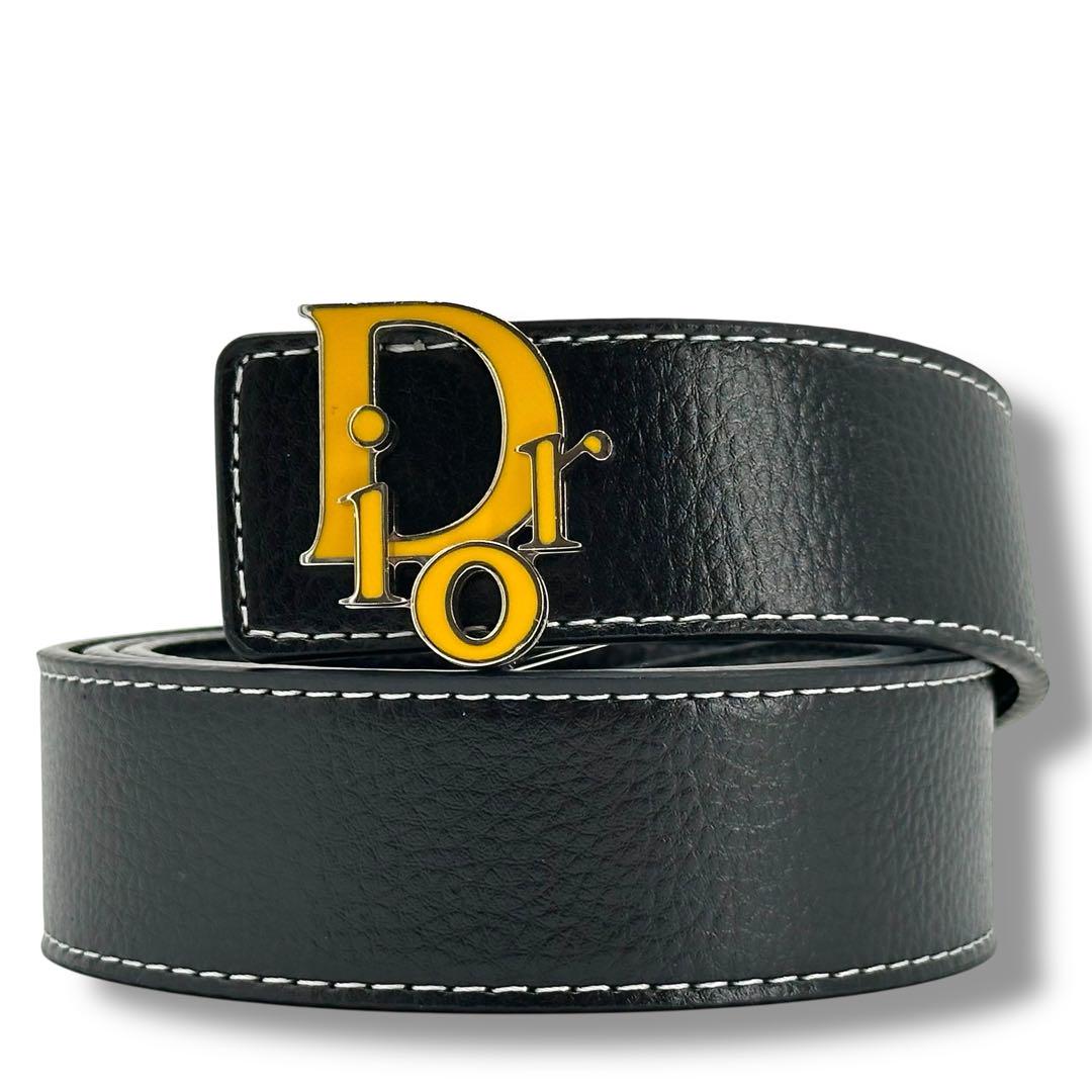希少 極美品 Dior ディオール オブリーク バックル ベルト 黒 イタリア製