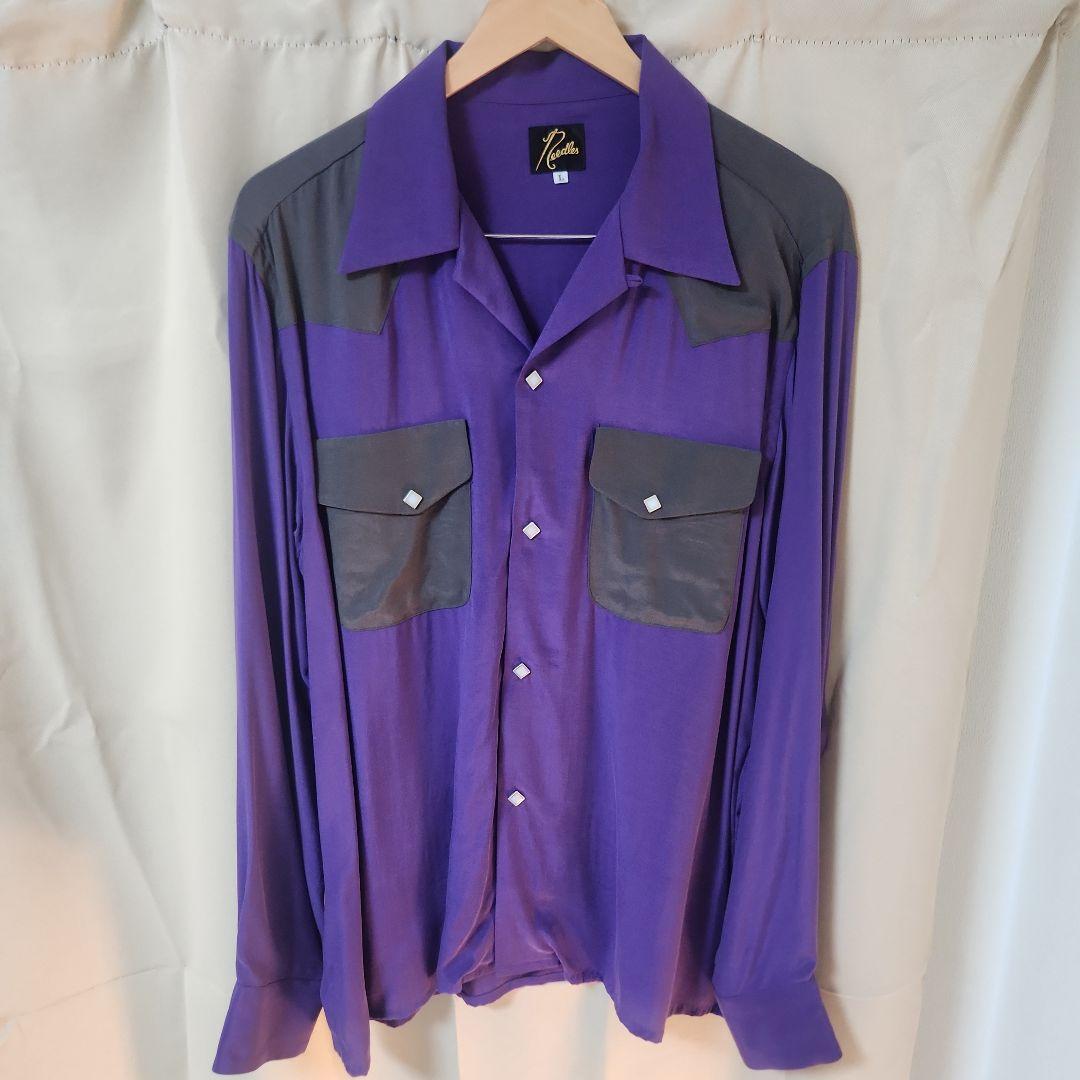NEEDLS クラシック カウボーイ サテンシャツ パープル L