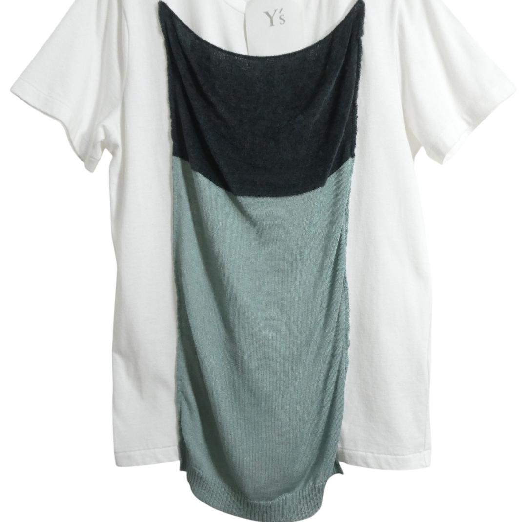 極美品 RISMAT by Y´s ニット ドッキング 半袖 Tシャツ