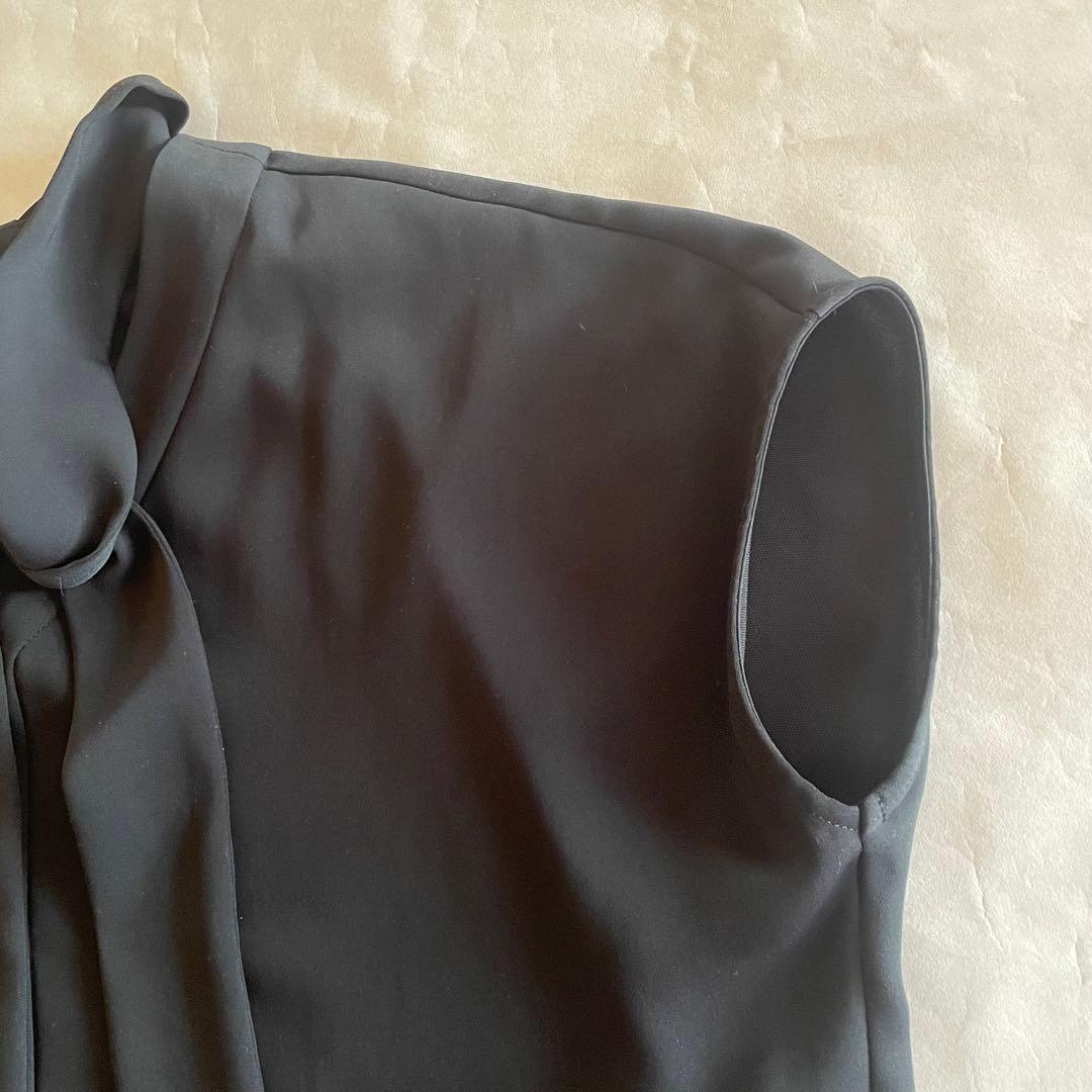 soeju サテンショートスリーブボウタイブラウス　黒　Sサイズ