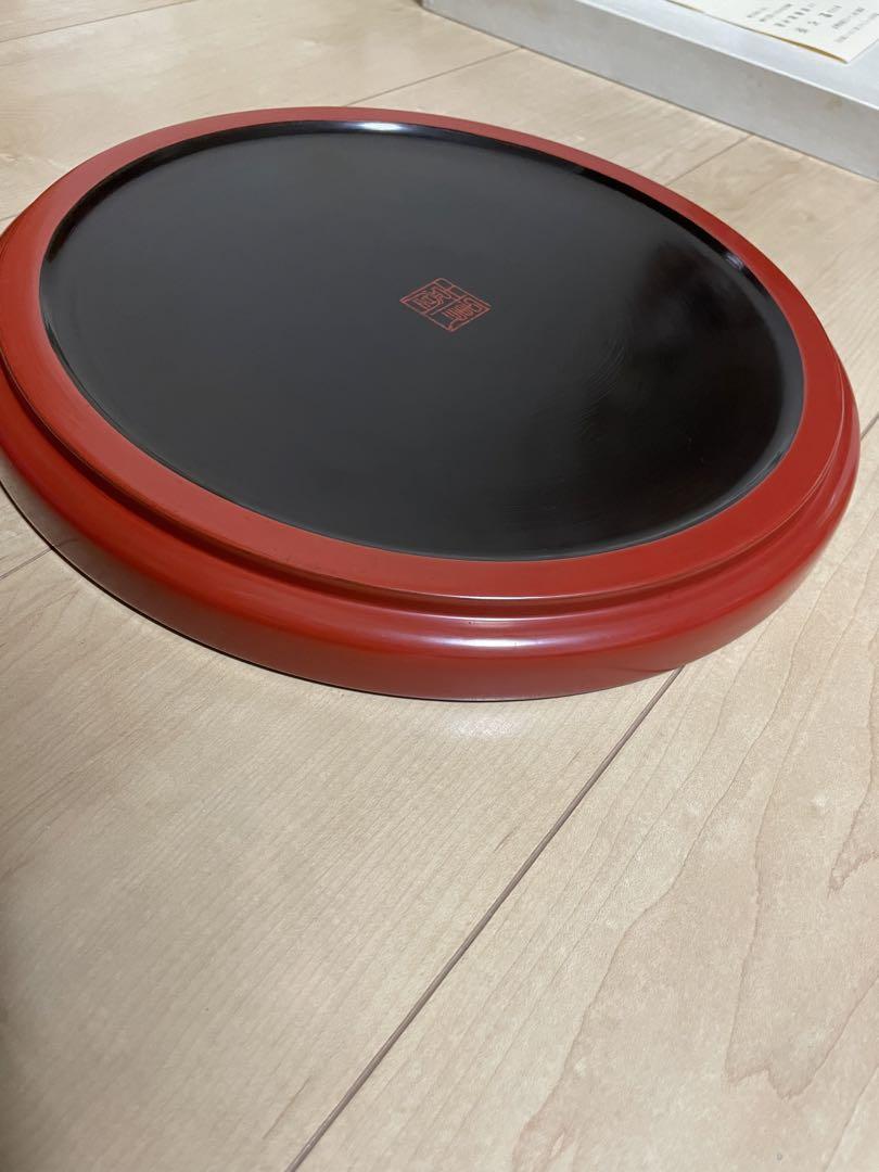 博古堂　輪彫　丸盆　美術　鎌倉彫　漆塗　約30cm