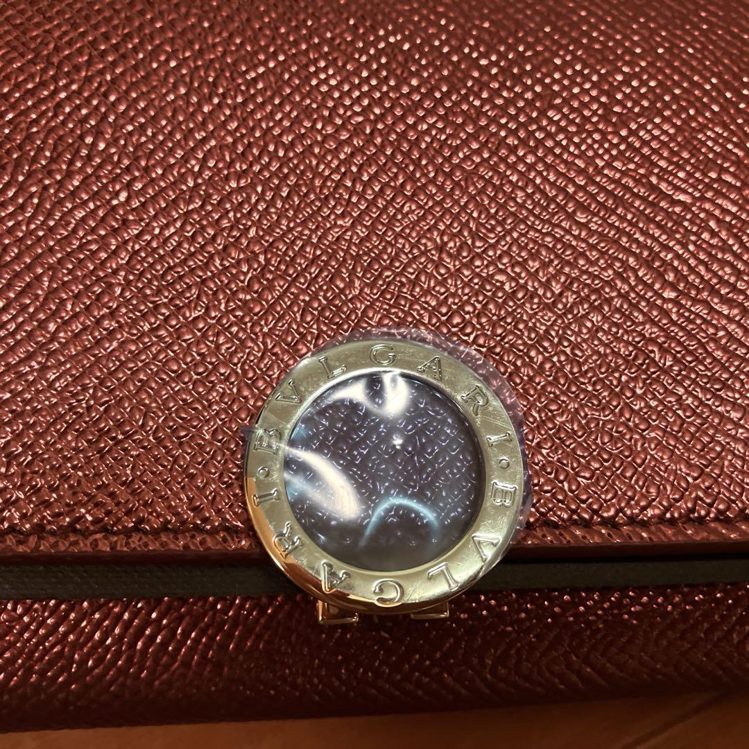 BVLGARI ブルガリWホック二つ折長財布 RUBY レッド ロゴリング