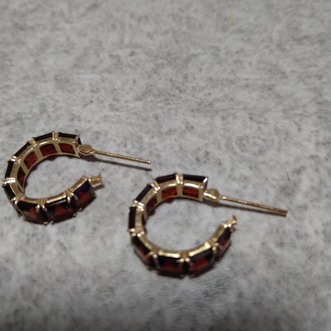ガーネットピアス K10 天然石