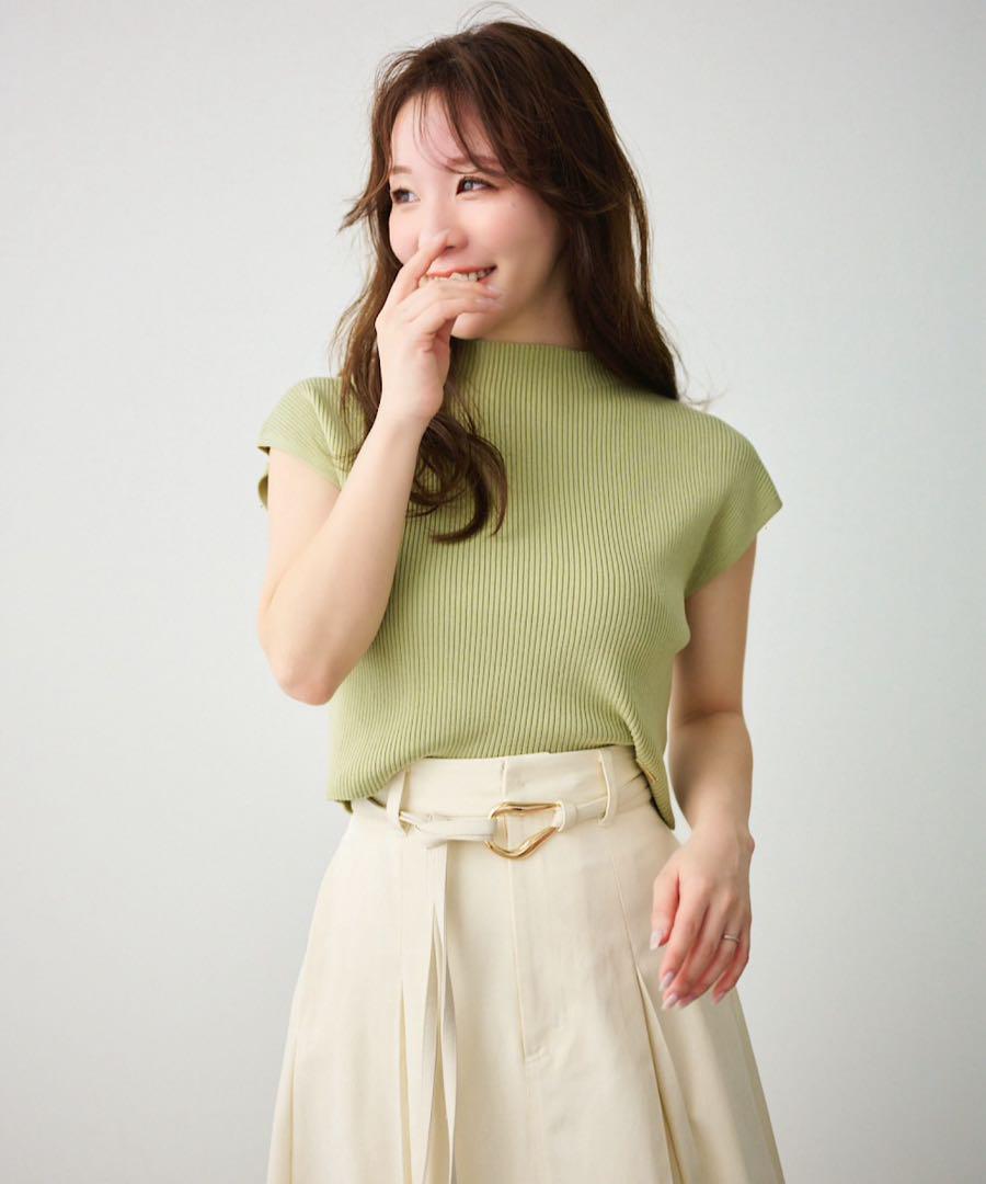 新品・タグ付き＊Aimeine シルク混コンパクトリブニット(ピスタチオ) 即完☆新品未使用☆Aimeine シルク混コンパクトリブニット