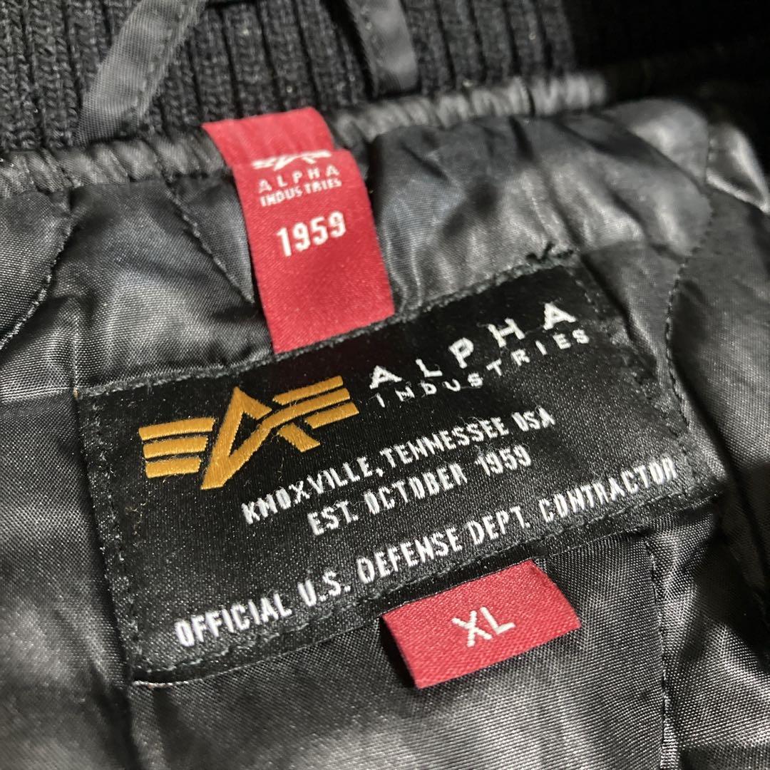 ALPHA INDUSTRIES フライトジャケット フード XLサイズ 黒