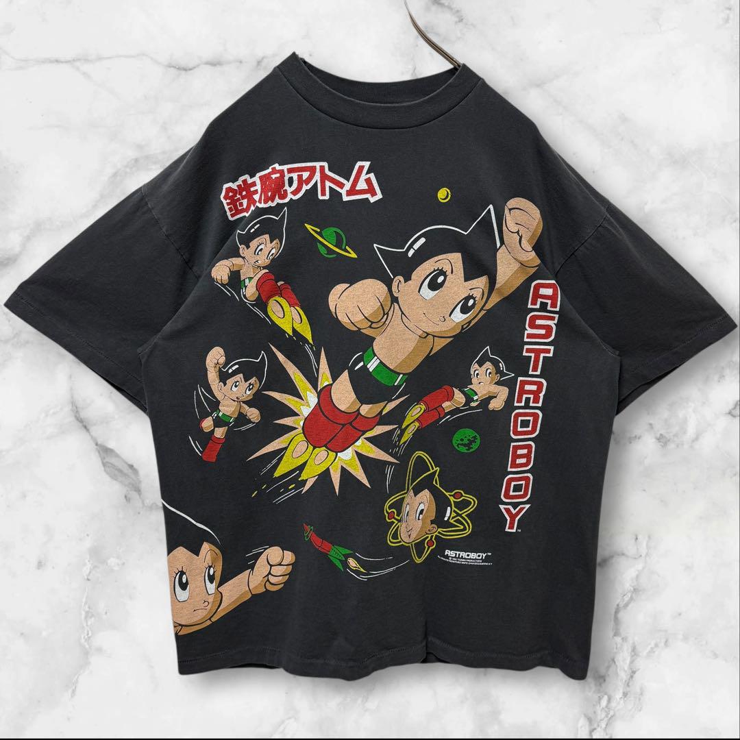 ASTRO BOY キャラクター　鉄腕アトム プリント トレーナー 鉄腕アトム アトム Astro Boy 両面プリント Tシャツ 黒 XL