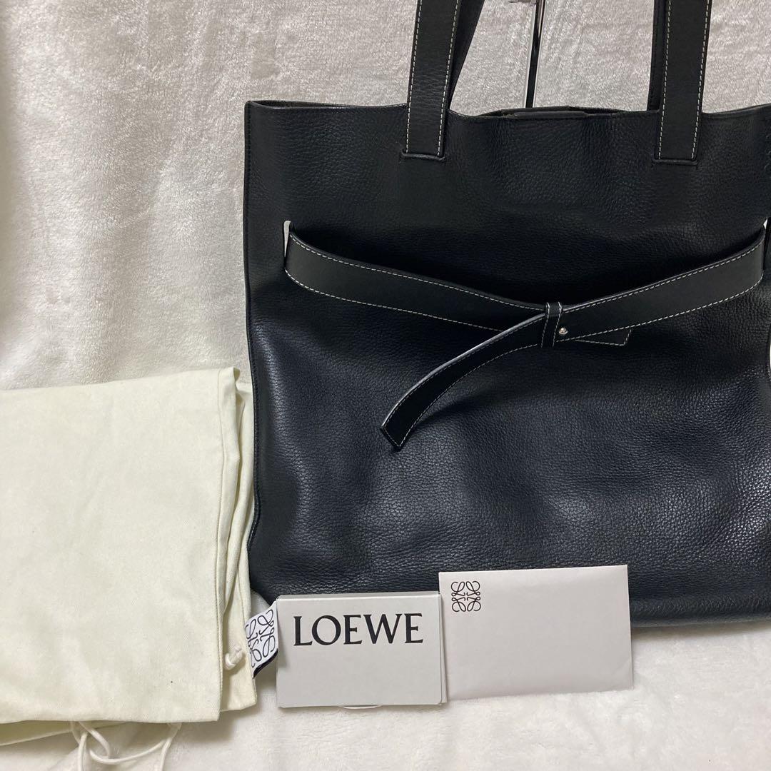 [正規品]ロエベ　バーティカルベルト　トート　ブラック　レザー　牛革　男女兼用