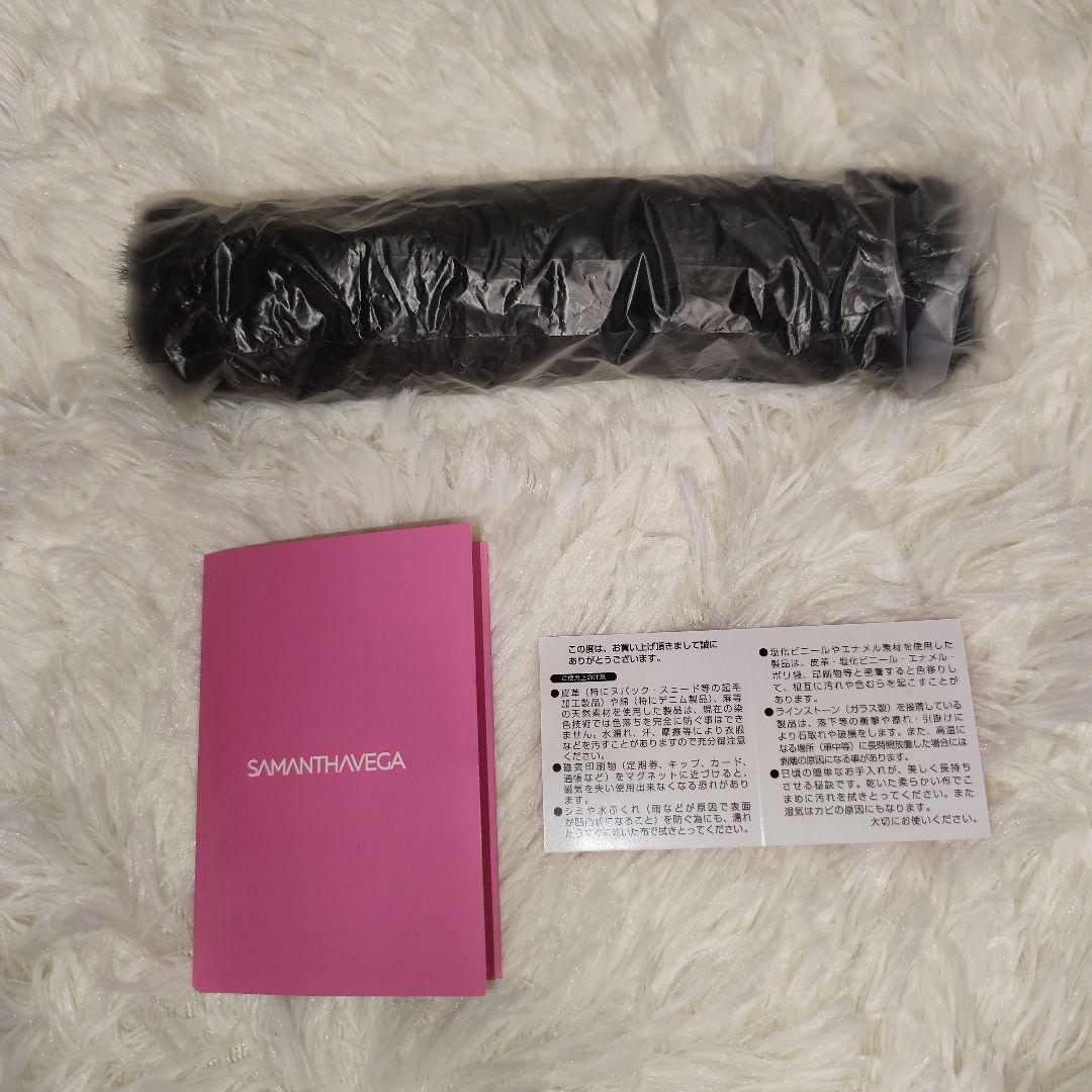 美品】サマンサベガ スクエア ショルダー バッグ ファー付き 黒