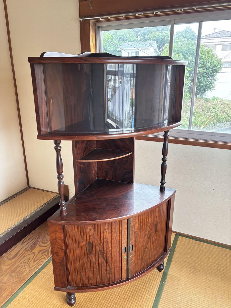 超話題新作 昭和レトロ ミッドセンチュリー 木製コーナーラック 飾り棚 半円 キャビネット・サイドボード