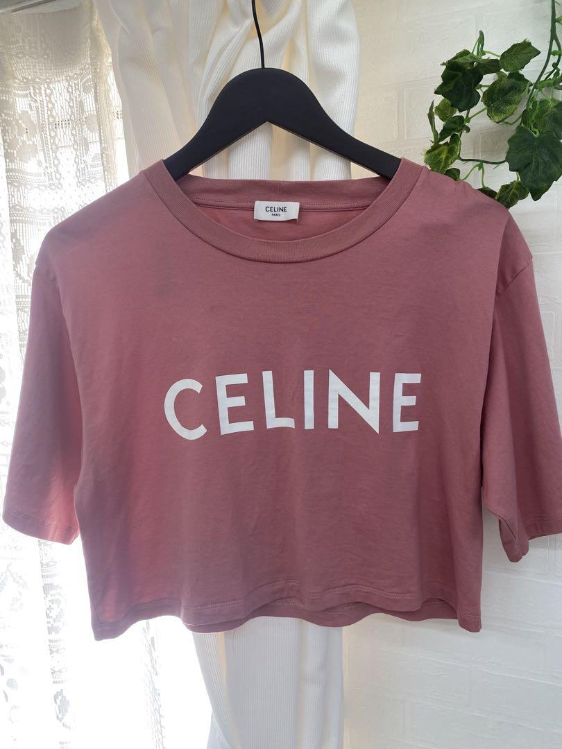 CELINE セリーヌ クロップド丈 Tシャツ S ピンク
