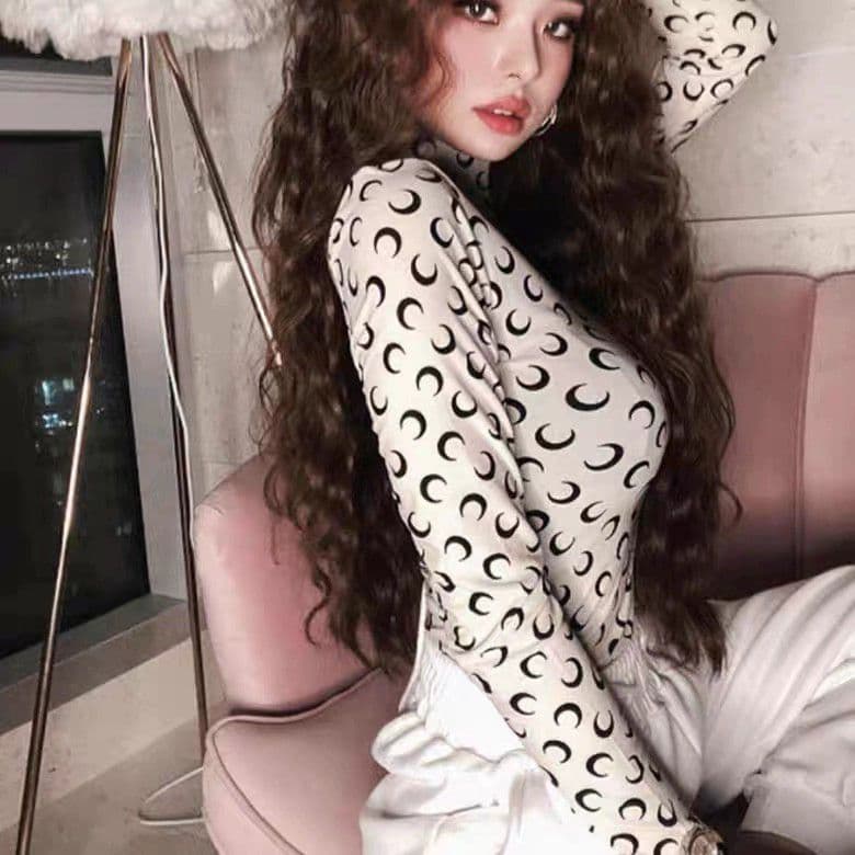 MARINE SERRE マリーンセル ブラック 長袖 Tシャツ