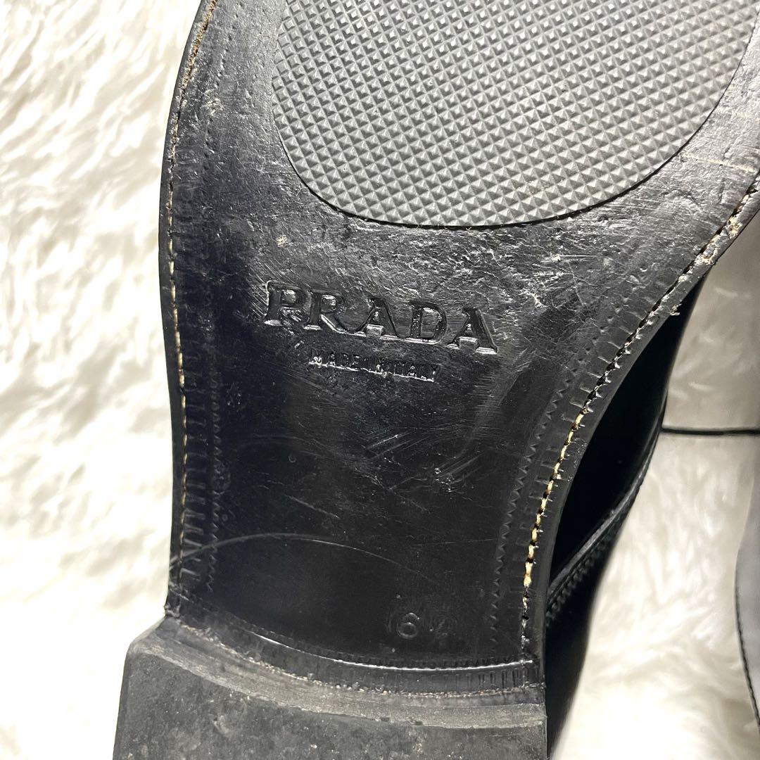 【極美品】PRADA ビジネスシューズ レザー 本革 スクエアトゥ 黒 革靴