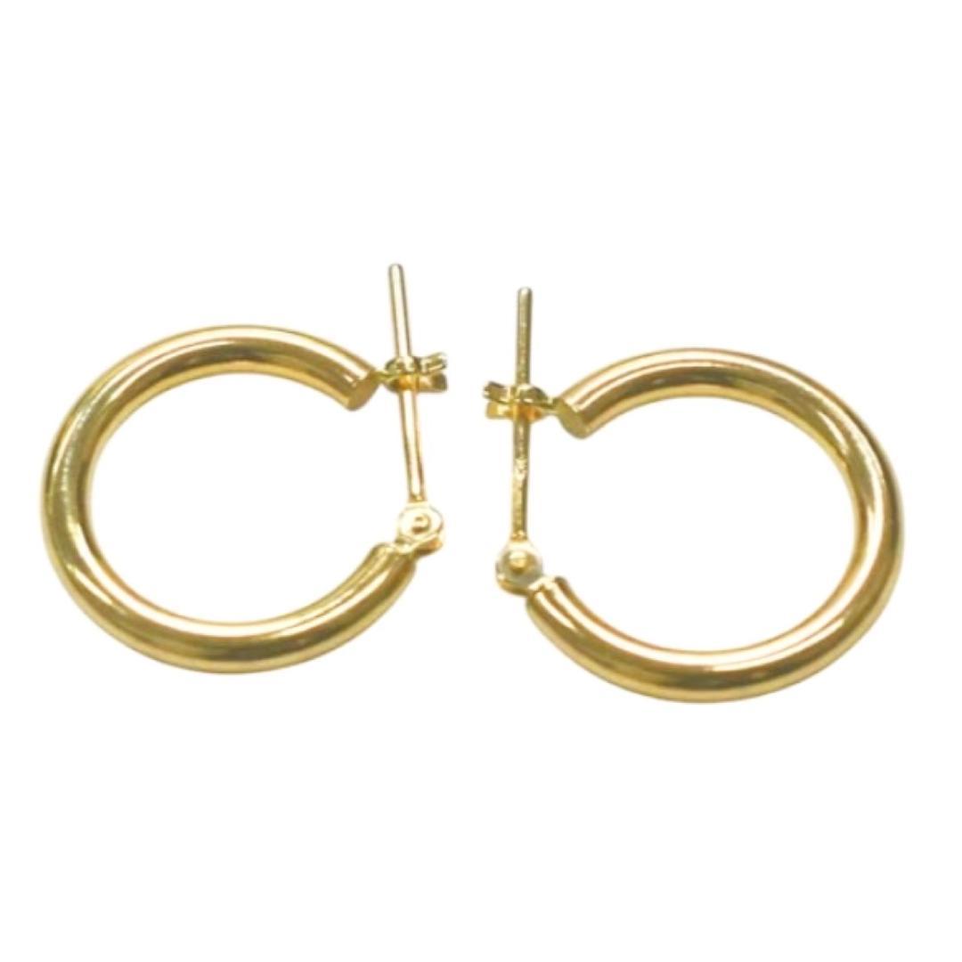 10金【2×15mm 定番フープピアス】イエローゴールド K10刻印入 新品！ 10金【2×15mm 定番フープピアス】イエローゴールド K10刻印入
