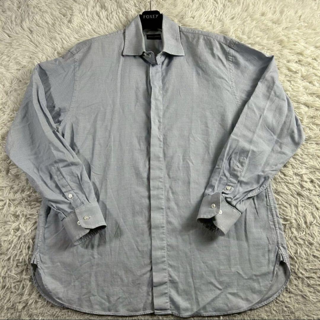 未使用級 XL EMPORIO ARMANI 最高級 黒タグ 長袖シャツ メンズ 美品】最高級黒タグ ジョルジオアルマーニ 長袖シャツ XL相当