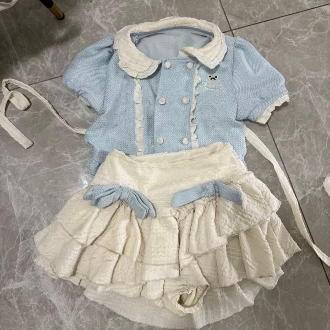 水色と白のフォーマルドレス