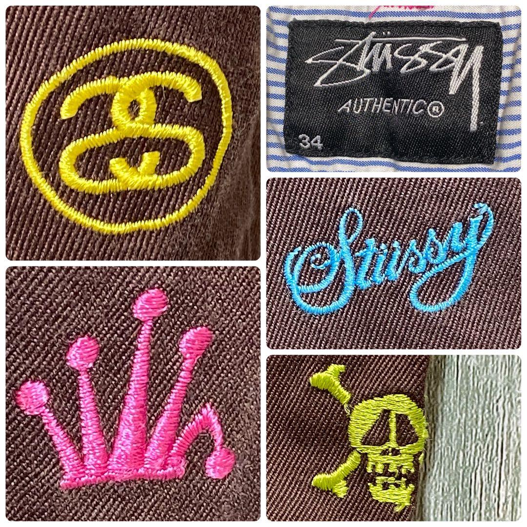 白 フリル付 【※激レア】stussy ステューシー☆刺繍ロゴ チノパン w34