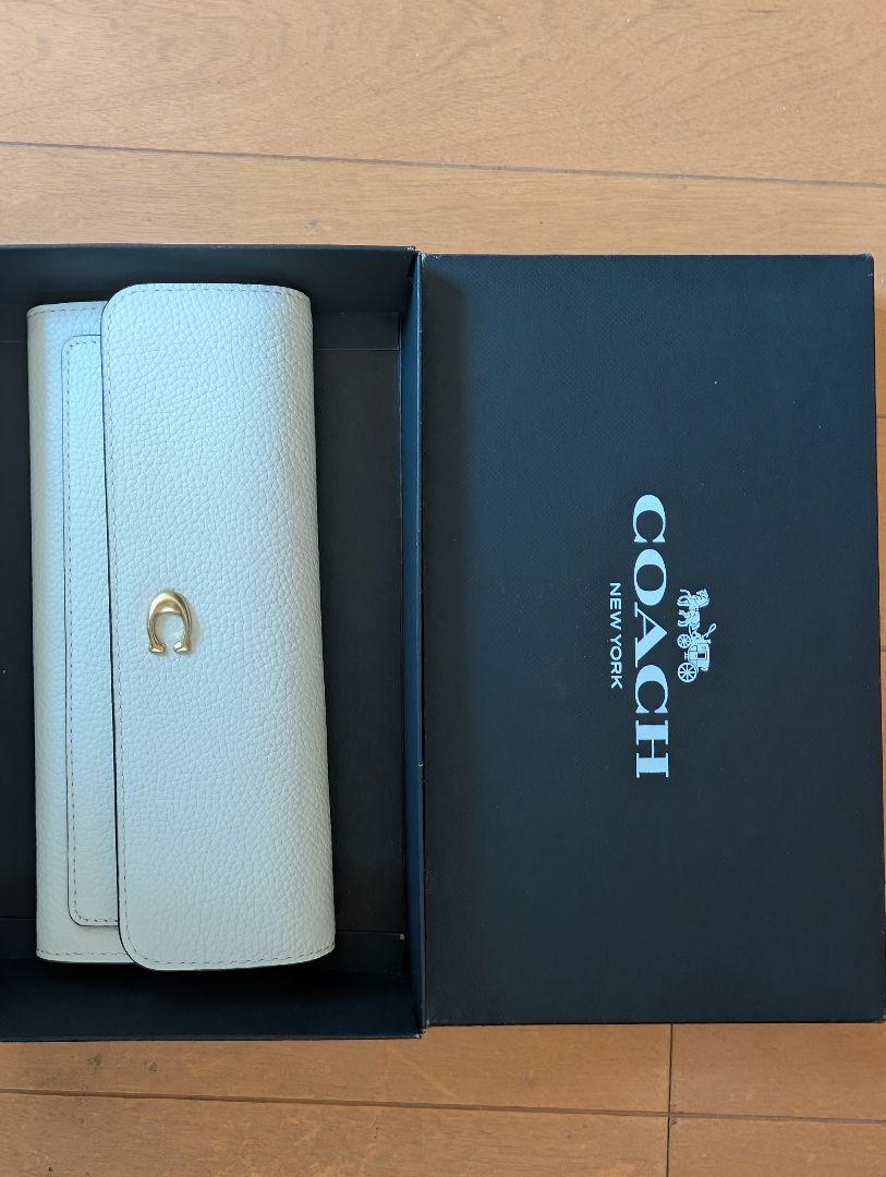 COACH 長財布 ホワイト レザー COACH コーチ 長財布 ホワイト ブラック レザー - 小物