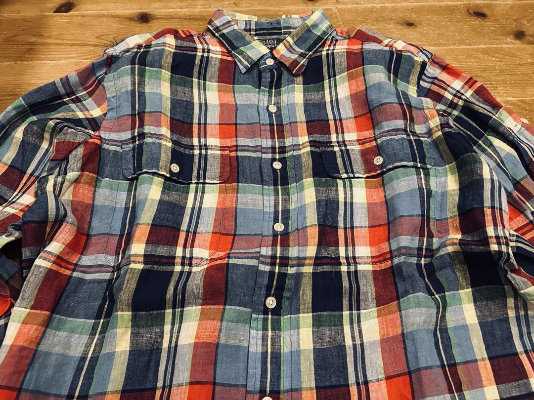 シャツ 古着 90s RALPH LAUREN ラルフローレン L 美品 リネン