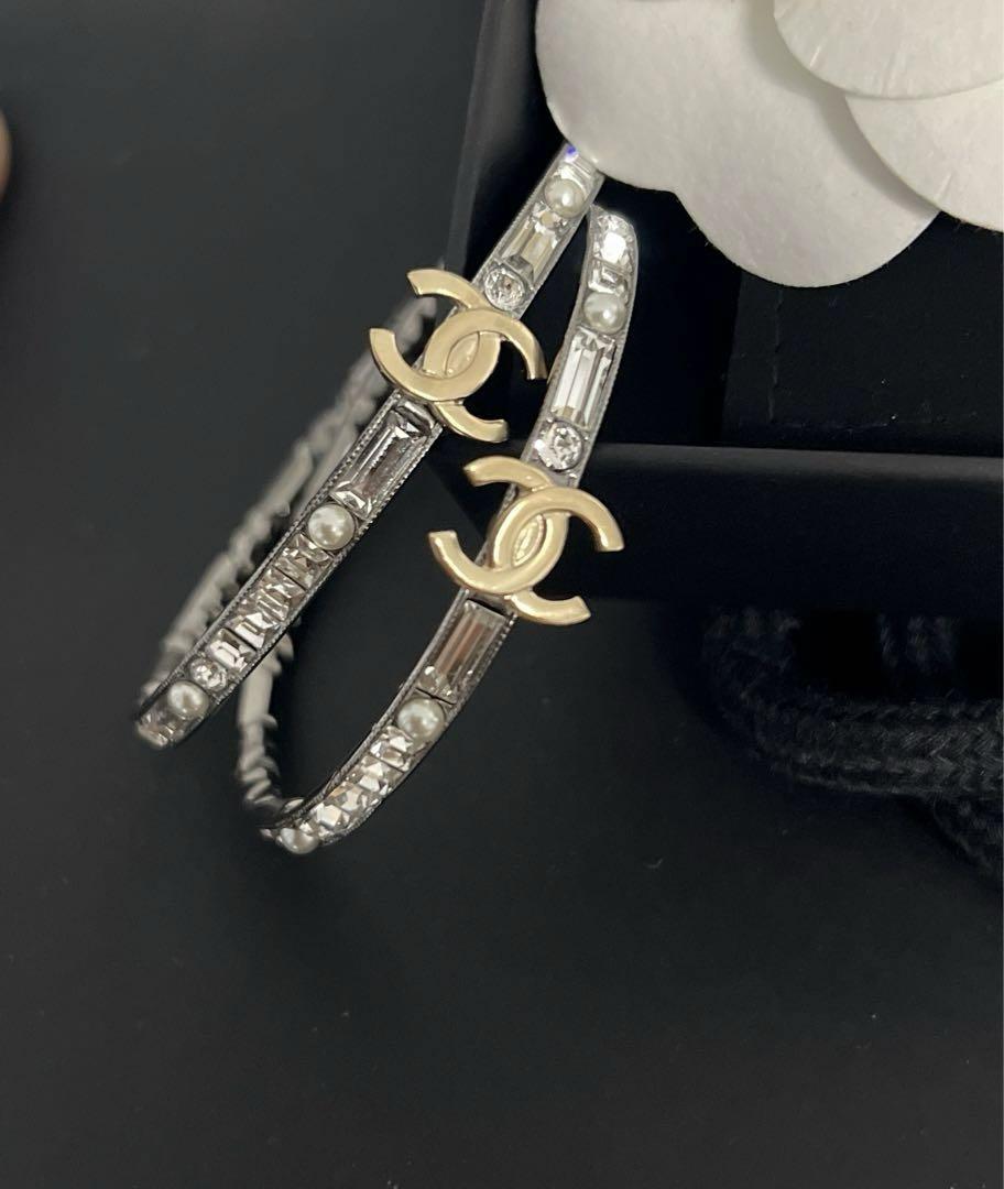 最終お値下げ CHANEL ピアス フープピアス 両面クリスタル 正規品 レア horita78_66516